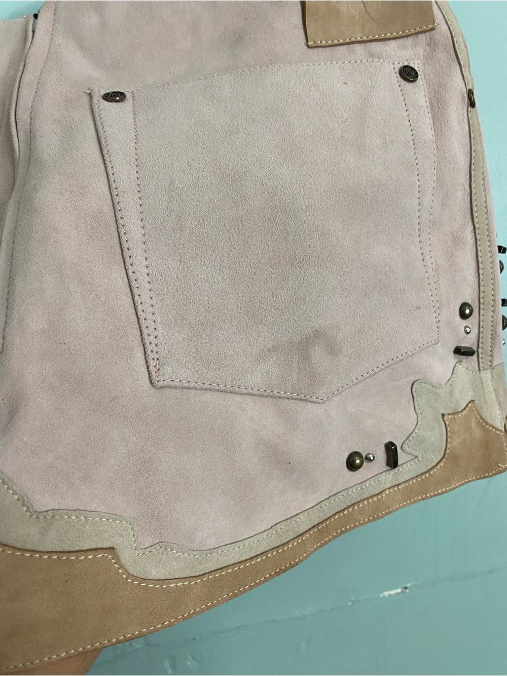 One Teaspoon Rodeo Renegade Studded Applique Mini Suede Leather Skirt Small - Picture 12 of 13